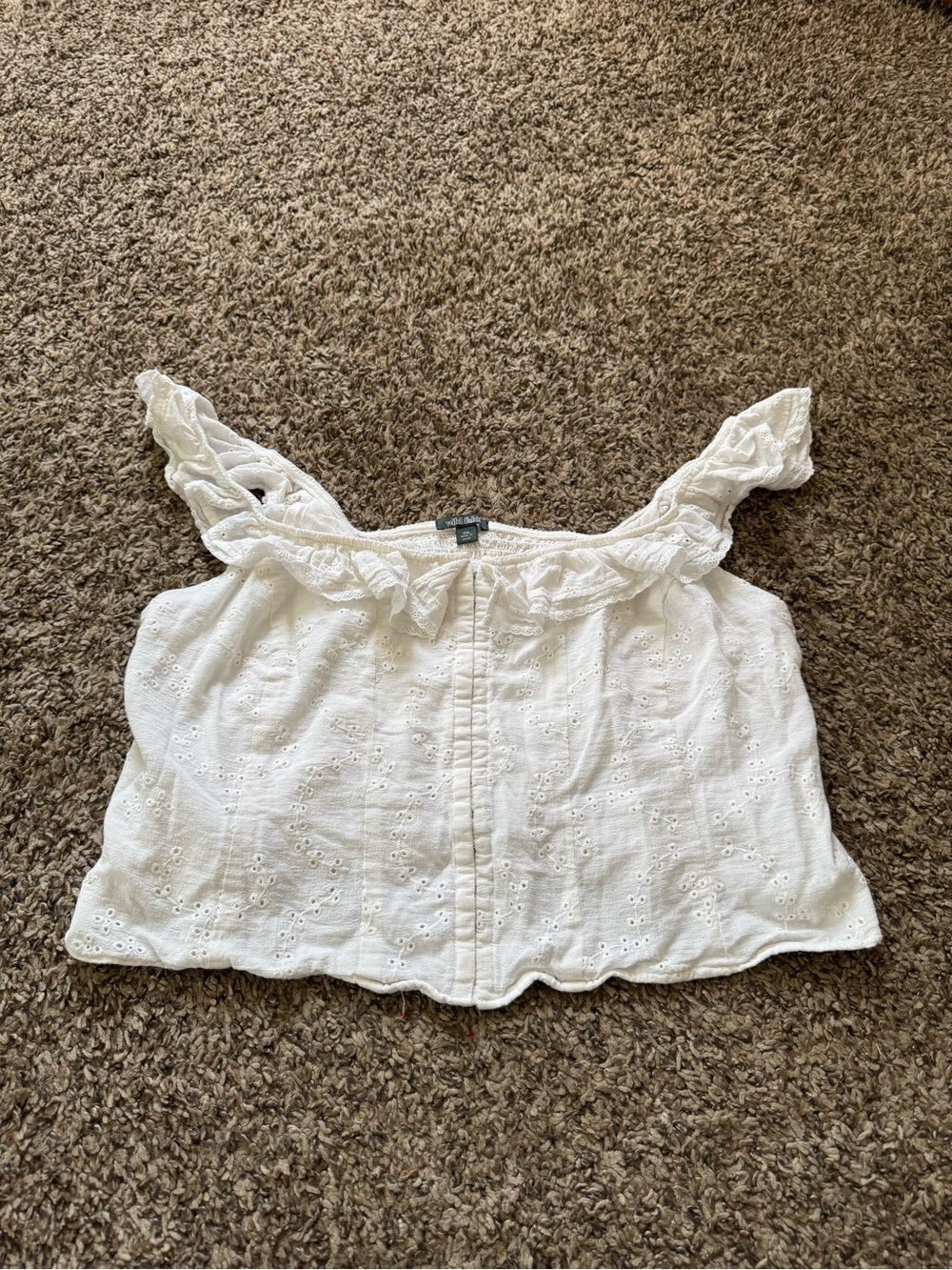 wild fable White Eyelet Ruffle Tank Top